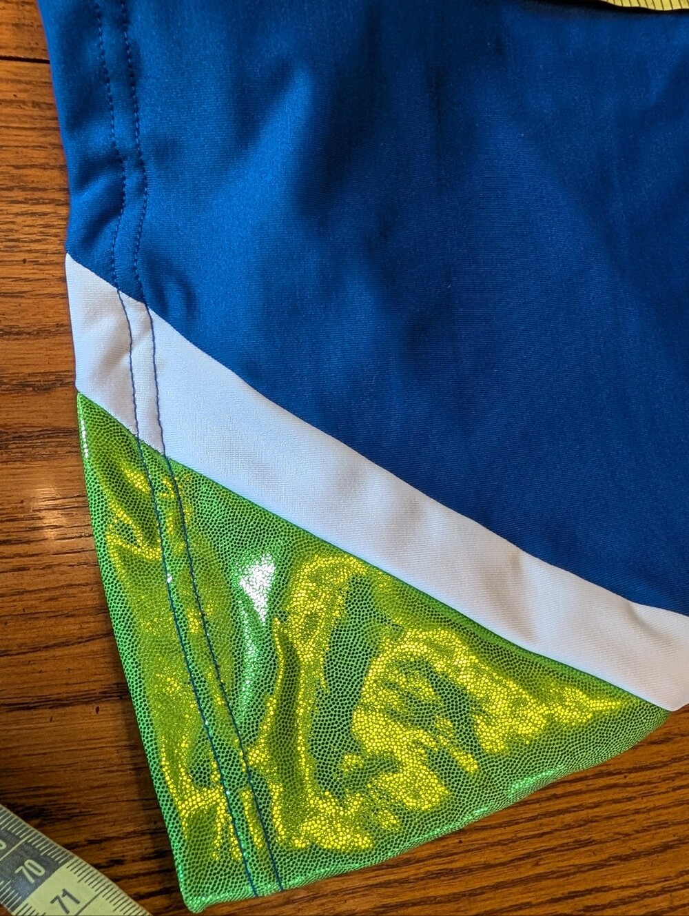 ASCE Blue & Green Metallic Competition Skort - Cheer/Dance - Like New - Picture 4 of 8